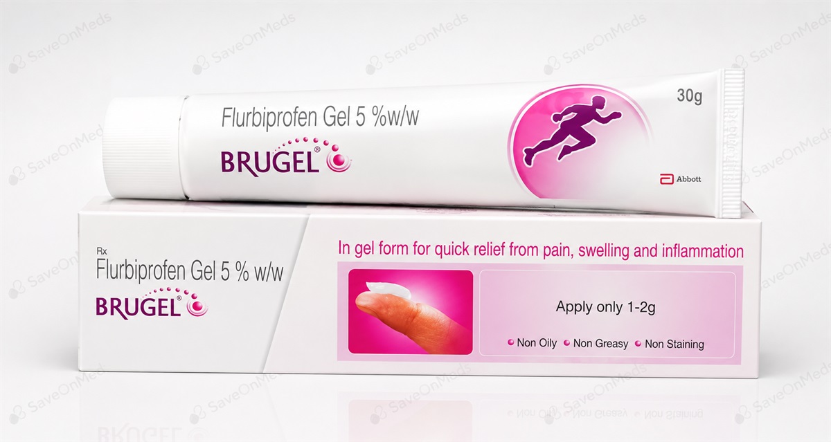 Brugel gel 5% w/w 30g | flurbiprofen 5% topical pain relief gel