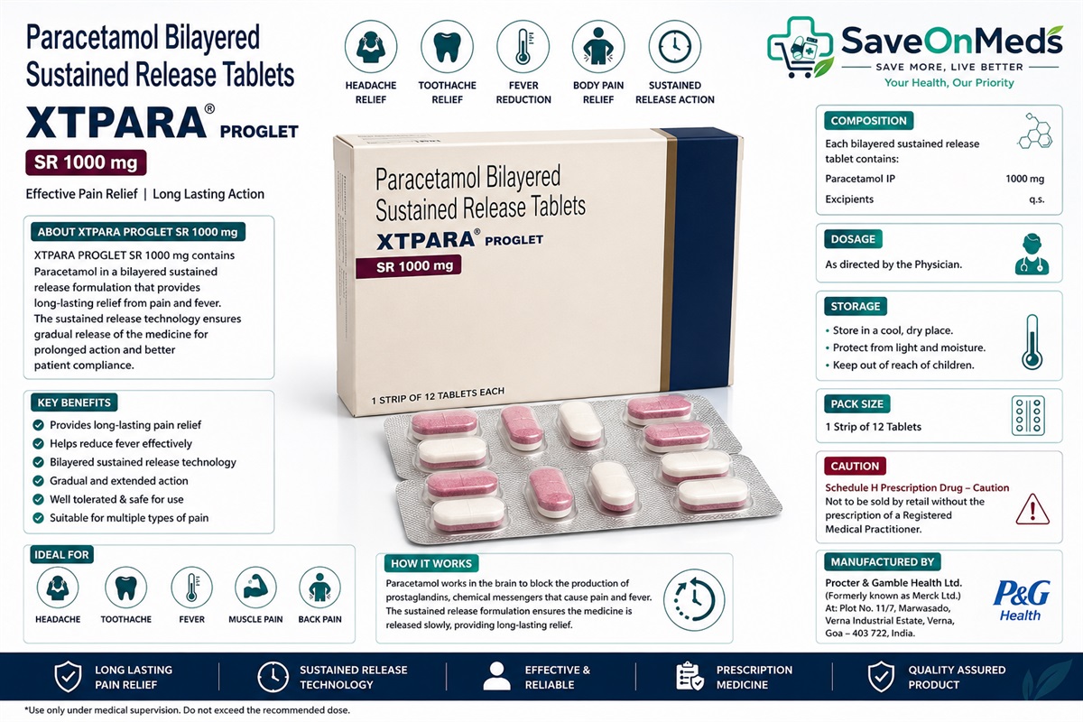 Xtpara proglet sr 1000 mg (12 pc)