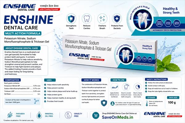 ENSHINE Dental Care Gel | Potassium Nitrate & Sodium Monofluorophosphate Toothpaste for Sensitive Teeth