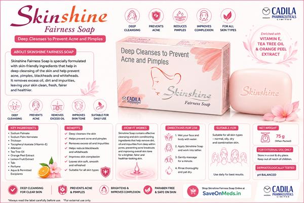 Skinshine Fairness Soap 75g | Anti Acne & Deep Cleansing Soap with Tea Tree Oil, Vitamin E & Triclosan