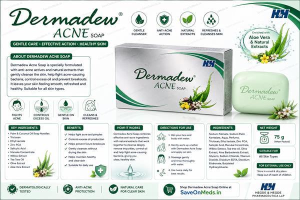 Dermadew Acne Soap 75g | Anti Acne Soap with Salicylic Acid & Tea Tree Oil
