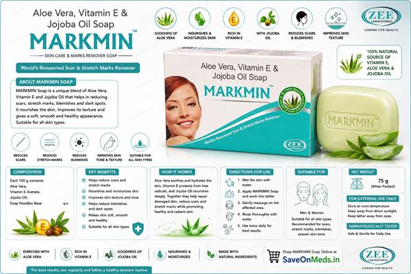 MARKMIN Aloe Vera, Vitamin E & Jojoba Oil Soap 75g | Scar & Stretch Mark Care Soap | Moisturizing Skin Care Soap